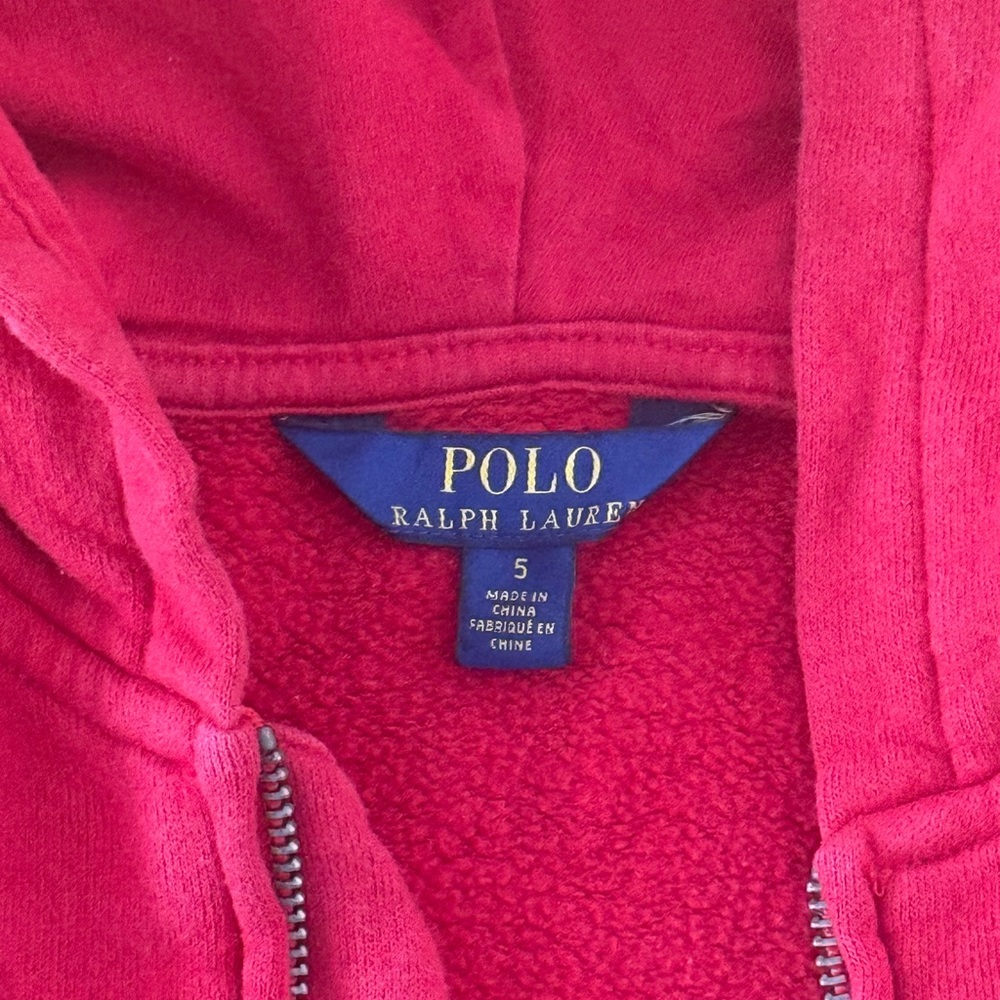 Polo Ralph Lauren Fleece Full Zip Hoodie Size 5 Red - Picture 4 of 5